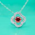 wholesale S925 Sterling Silver Pendant Light Luxury Collarbone Chain Birthday Gift Simple and Fashionable Red Moissanite Four-Leaf Clover Necklace for Women-0-3
