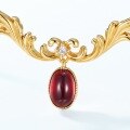wholesale S925 Sterling Silver Gold-Plated Japanese Exquisite Vintage Natural Garnet Pendant Court-Style Elegant Necklace Wholesale from Manufacturer-0-2