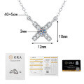 Sterling Silver Moissanite X-Shape Necklace, Minimalist Wholesale Design-0-4