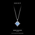 S925 Sterling Silver Blue Sapphire Moissanite Pendant Necklace Wholesale-0-4