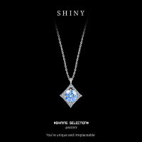 S925 Sterling Silver Blue Sapphire Moissanite Pendant Necklace Wholesale-S925 sterling silver + 1 carat moissanite