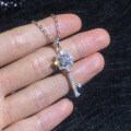 S925 Sterling Silver Moissanite Pendant Necklace, 1ct Eight-Pointed Star Key Design-0-1