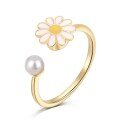 wholesale S925 Sterling Silver Euro-American Cross-Border INS Style Diamond-Inlaid Peach Blossom Stress-Relief Rotating Series Versatile Design Women's Ring-0-8