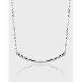 wholesale S925 Sterling Silver XT005 Korean Version Smile Necklace Square Tube Minimalist Geometric Design Bar Necklace Silver Jewelry-0-0