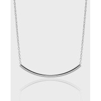 wholesale S925 Sterling Silver XT005 Korean Version Smile Necklace Square Tube Minimalist Geometric Design Bar Necklace Silver Jewelry-925 sterling silver platinum 925 silver