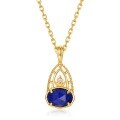 wholesale 925 Sterling Silver Gold Plated Vintage Natural Lapis Lazuli Necklace Women, Japanese agete Mystical Forest Niche Jewelry-0-5