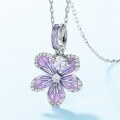 wholesale new fashionable S925 sterling silver orchid openwork enamel pendant necklace, elegant and fresh, wholesale-0-2