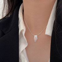 wholesale S925 Sterling Silver Minimalist Snake Bone Chain Tassel Wheat Necklace for Women, Korean Stall Goods NewChoker-Pure silver (40+5CM)