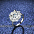 S925 Silver Four-Claw 5ct Moissanite Double Row Wedding Solitaire Ring-0-0