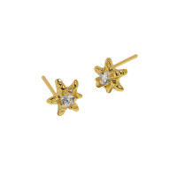 wholesale S925 Sterling Silver Korean Version Ins Minimalist Niche Design Versatile Starfish Micro-Paved Zircon Earrings for Women-18K gold [with sterling silver ear plugs]  925 silver