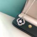 wholesale S925 sterling silver minimalist niche design semi-diamond four-leaf clover pendant collarbone necklace, dropshipping for birthday gifts-0-2