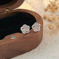 wholesale Sterling Silver S999 Camellia Earrings for Women, Light Luxury, Forest Style, Minimalist, Cool Tone, High-end, Korean Version-0-1