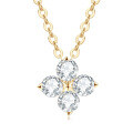 Sterling Silver Four-Leaf Clover Moissanite Necklace, Light Luxury Style-0-9