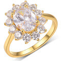 wholesale S925 Gold-Plated Oval Moissanite Sunflower Ring for Women, Minimalist Luxury Style, Best-Seller-0-1