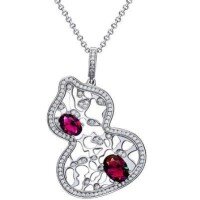 wholesale 925 Silver Jewelry Egg-shaped 6*8 Cultured Ruby 15ct Fashion Single Pendant-Cultivated Ruby [P0866] &gt; Single Pendant