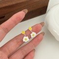 wholesale S925 Sterling Silver Cute and Chic Fried Egg Stud Earrings Women's Japanese Style New Minimalist Fresh Versatile High-end Earrings-0-1