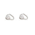 wholesale S925 Sterling Silver Textured Heart Earrings for Women, Korean Summer New Trendy Light Luxury Elegant High-end Earrings-0-4