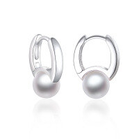 wholesale 925 Sterling Silver Tassel Minimalist Pearl Earrings, High-End Ins Style Pearl Ear Studs, Retro Cold-Toned Ear Clips-Platinum