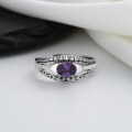 wholesale S925 Sterling Silver Palace Style Double Layer Purple Zircon Pattern Ring Ins Korean Fashion Elegant Index Finger Ring-0-1