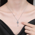 PT950 Plated 925 Silver Moissanite Key Necklace-0-2