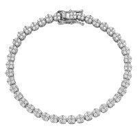 Sterling Silver Floral Motif Moissanite Bracelet for Women, Elegant and Versatile.-Small flower moissanite bracelet  14cm