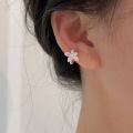wholesale S925 Sterling Silver Camellia Ear Clips for Women, New Arrival Korean Minimalist Small Luxury Fashion Rhinestone Earrings-0-0