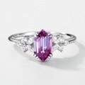 wholesale S925 Sterling Silver Cross-Border New Simple Geometric Lab-Grown Alexandrite Fashion Trend Ring Live Streaming Supply-0-3