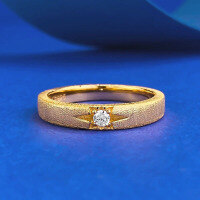 wholesale S925 Sterling Silver Classic Single Diamond Narrow Brushed Ring, Vintage Style Versatile TikTok Live Stream Edition-R1199 Gold Brushed Ring  Size 6