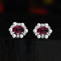 wholesale Metal: 925 Silver Wish Hot-Sell 1ct 5*7mm Oval Lab-Grown Ruby/Sapphire/Emerald Stud Earrings-0-0