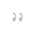 wholesale 925 Silver 1 Pair Full Diamond Flower Earrings Women Korean Style Elegant Minimalist Five-Petal Flower Screw Ear Hook G9953-0-4