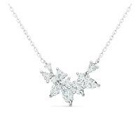 Sterling Silver Moissanite Fashion Pendant Necklace for Women-N16350 Moissanite 12 beads  40 + 2.5 + 2.5 cm