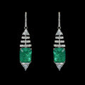 wholesale Metal Material First: 925 Silver Gold-Plated Earrings with High-Carbon Diamond Muzo Green Octagonal Cut Geometric Art Banquet Jewelry Women's Ear Drops-0-0