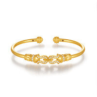 wholesale 925 Silver Inlaid Moissanite Bracelet for Women Wholesale Handmade Cross-Border Hot-Selling Style Morning Dew Bangle Light Luxury High-End-Silver with zircon gold