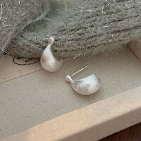 wholesale S925 Sterling Silver Korean Style Brushed Arc Earrings for Women, Designed with a Sense of Luxury and Modern Fashion-Sterling silver