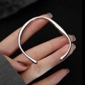 wholesale S925 Sterling Silver Women's Solid Irregular Fashionable and Unique Silver Bracelet Light Luxury Temperament Minimalist Style Bangle-0-1