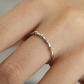 Sterling Silver Hip-Hop Asymmetrical Stackable Ring with Moissanite for Wholesale-0-2