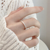wholesale S925 Sterling Silver Fashion Minimalist Plain Band Wheat Field Rustic Style Small and Chic Trendy Versatile Open Adjustable Ring for Women-235QJJ/approx. 1.4g Adjustable opening