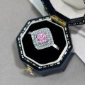 wholesale S925 Sterling Silver European & American Wedding New Style Women's Rings 5A Zircon Series Pink Clover Drop Geometric Wholesale-0-3