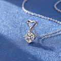 wholesale S925 Sterling Silver Moissanite Heart Pendant Necklace Women's Versatile Collarbone Chain Factory Direct-0-2