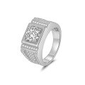 wholesale Gold-plated, stylish and elegant 2-carat full diamond men's ring, internet-famous cluster set with sparkling starlight for trendsetters-0-4