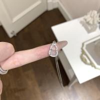 wholesale S925 Sterling Silver Mini Bow Knot Gourd Pendant Necklace, New Chinese Style Chalcedony Luck Pendant, Unique Design Collarbone Chain-Platinum>925 silver