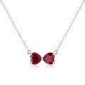 wholesale S925 Sterling Silver European and American Fashion Minimalist Cultured Ruby Bow Necklace Light Luxury Style Cross-Chain Collarbone Chain Hot Cross-Border Item-0-4