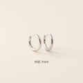wholesale S925 Sterling Silver Minimalist Korean Plain Circle Round Ear Studs Light Surface Multiple Sizes Stackable Ear Hoops-0-9