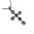 wholesale S925 Silver Tide Small White Imitation Natural Colorful Sri Lanka Sapphire Necklace for Women Multicolor Tourmaline Collarbone Chain-0-4