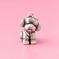 wholesale 999 Silver Exquisite 3D Cute Teddy Dog Pendant Pet Charm Necklace Women's Braided Rope Silver Jewelry Accessory-0-5