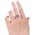 wholesale Metal: 925 Sterling Silver New Classic Oval 5*7 Zirconia Ring with Synthetic Sapphire, Cross-Border Best-Seller-0-4