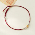 wholesale S925 Silver Fresh and Sweet Ins-Style Niche Design Exquisite Coin Coiled Red Rope Bracelet S7738-0-2