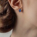 wholesale S925 Sterling Silver Plated Gold Blue Opal Marquise Earrings Women's Retro Minimalist Light Luxury Drop Shipping-0-1
