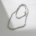 wholesale S925 Sterling Silver 201 Korean Version Ins Niche Design Minimalist Versatile Heavy Duty Rectangular Tube Texture Women's Collarbone Necklace-0-0