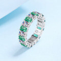 wholesale PT950 gold-plated 925 sterling silver full circle moissanite ring with green and white alternating design, factory direct wholesale-0-1